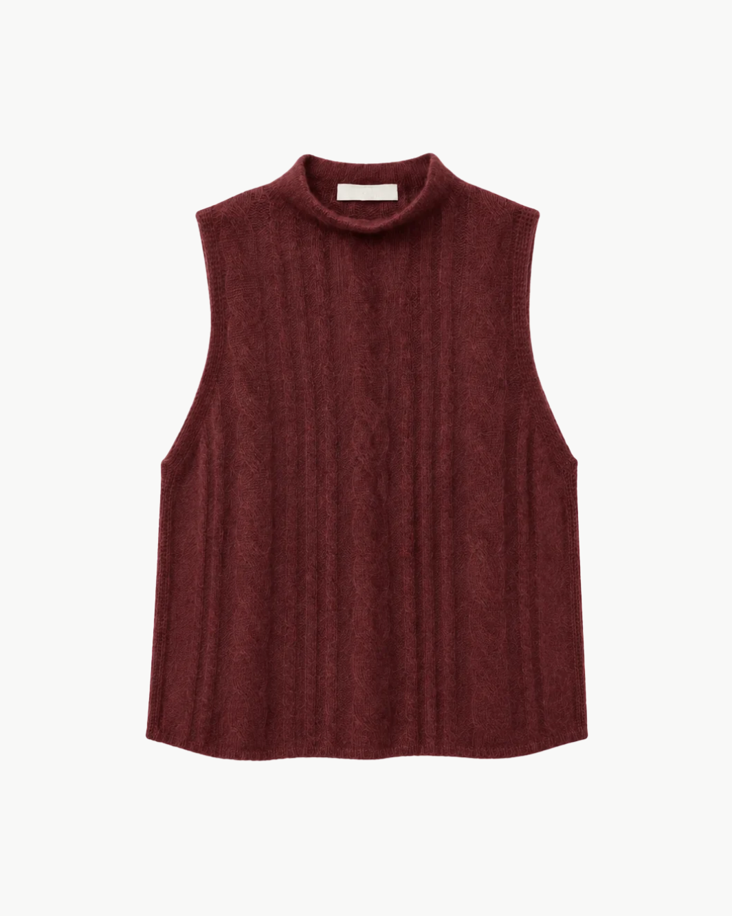 Salvia Sleeveless Cable Turtleneck Shell