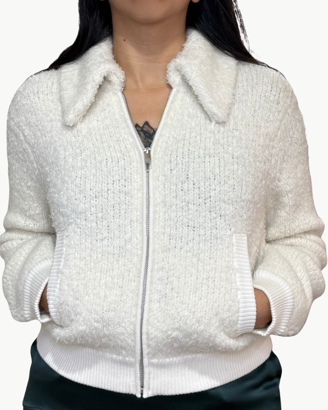 CODY COLLARED ZIP UP JACKET IN GARDENIA by Sablyn - Romi Boutique