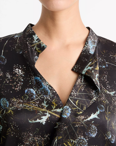 THISTLE DRAPED COLLAR BLOUSE IN AQUA SHADOW