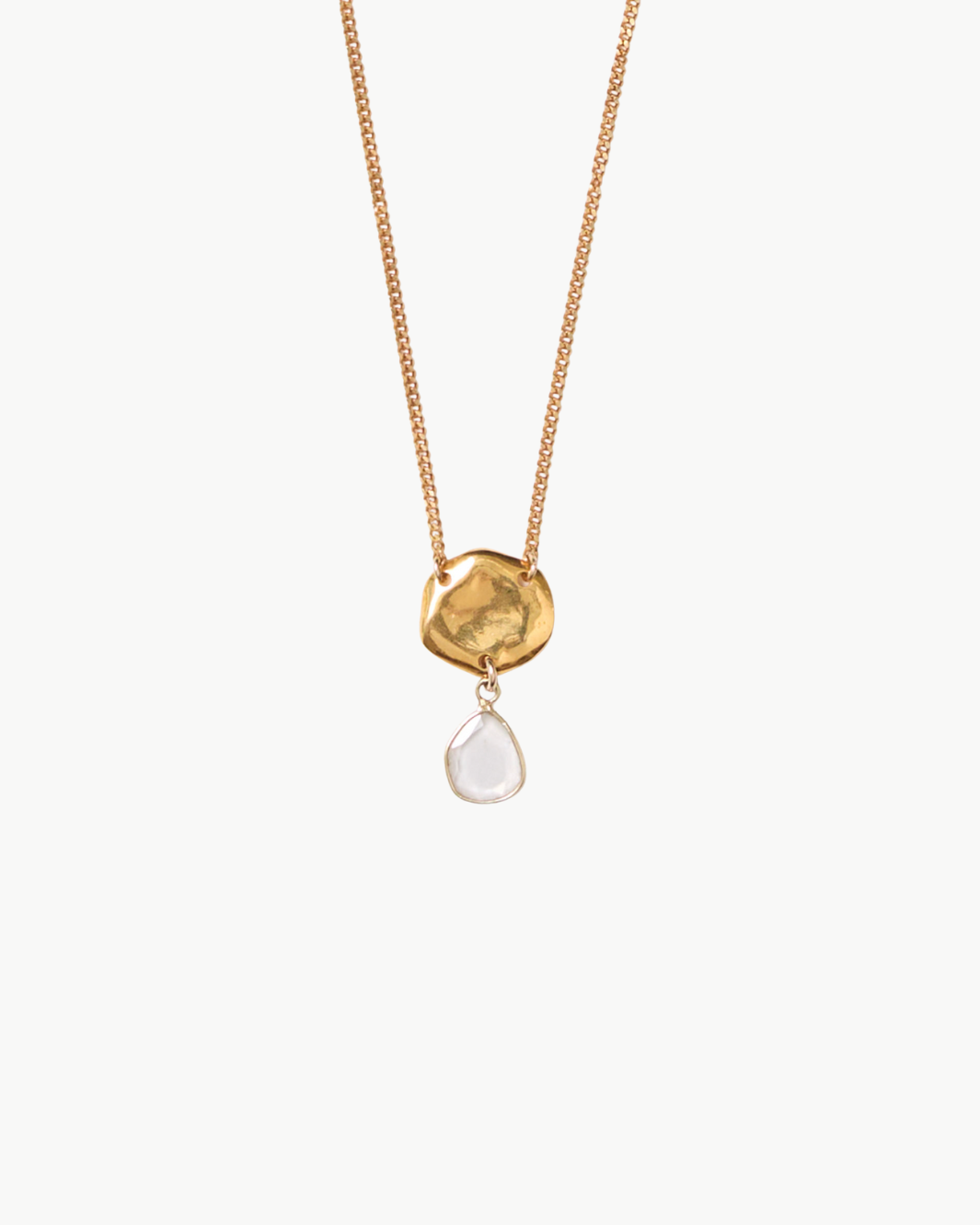 FLAT PEBBLE W/ SLICE NECKLACE IN YELLOW GOLD - Romi Boutique