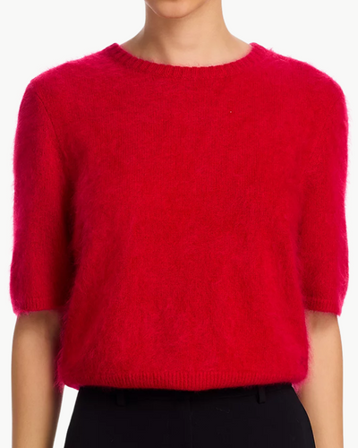 JADA BRUSHED SHORT-SLEEVE CREWNECK IN RED