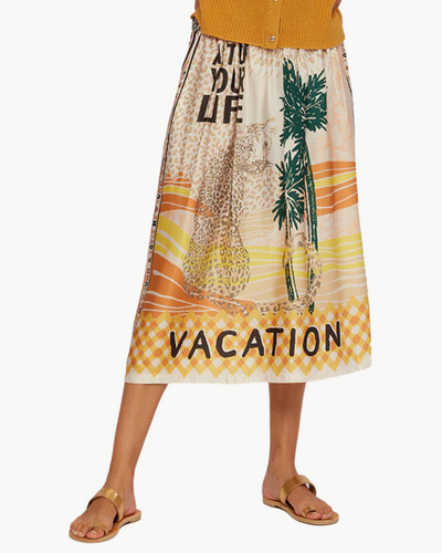ELIZABETH PRINTED MIDI SKIRT IN VACATION