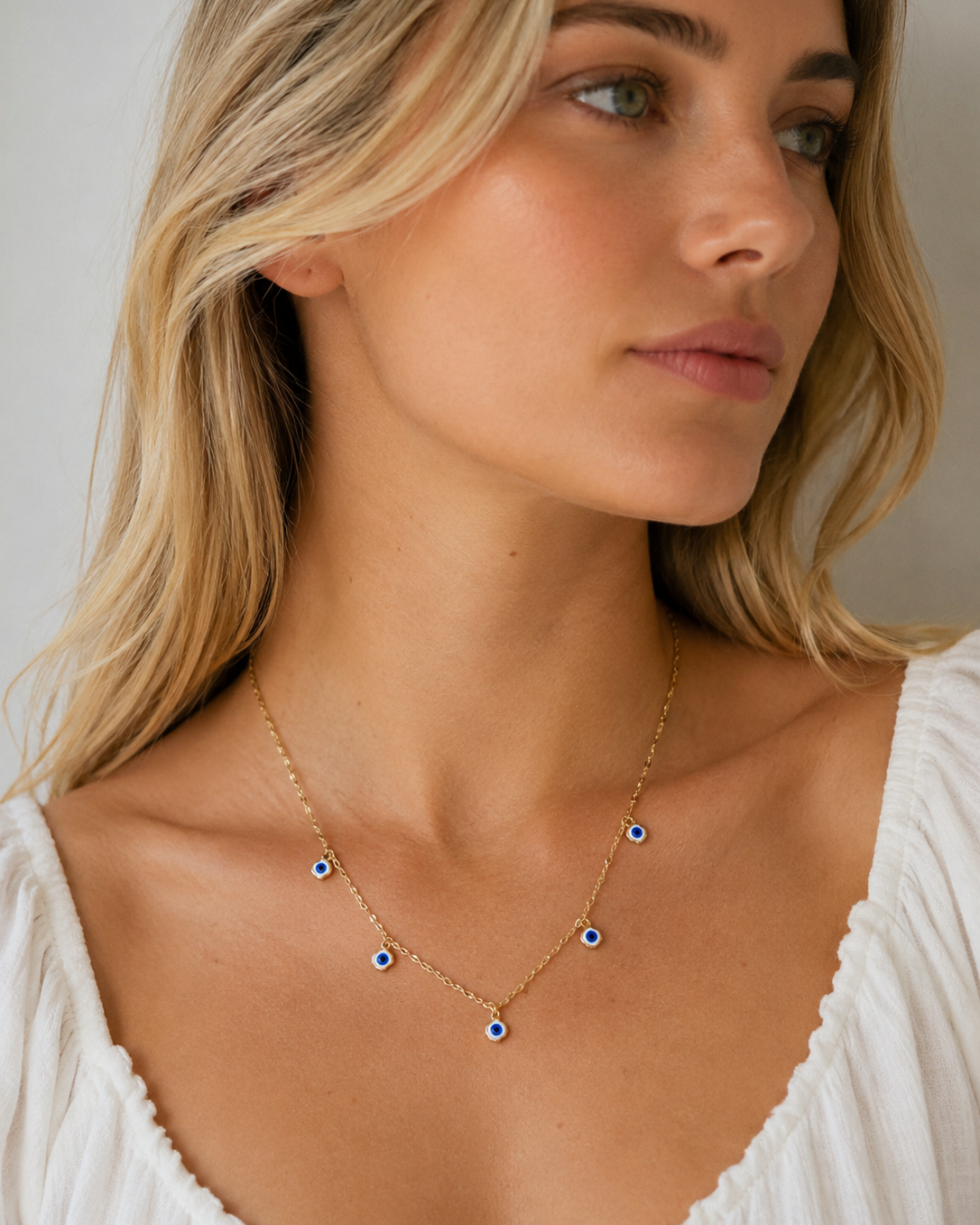 White Clover Guardian Eye Necklace