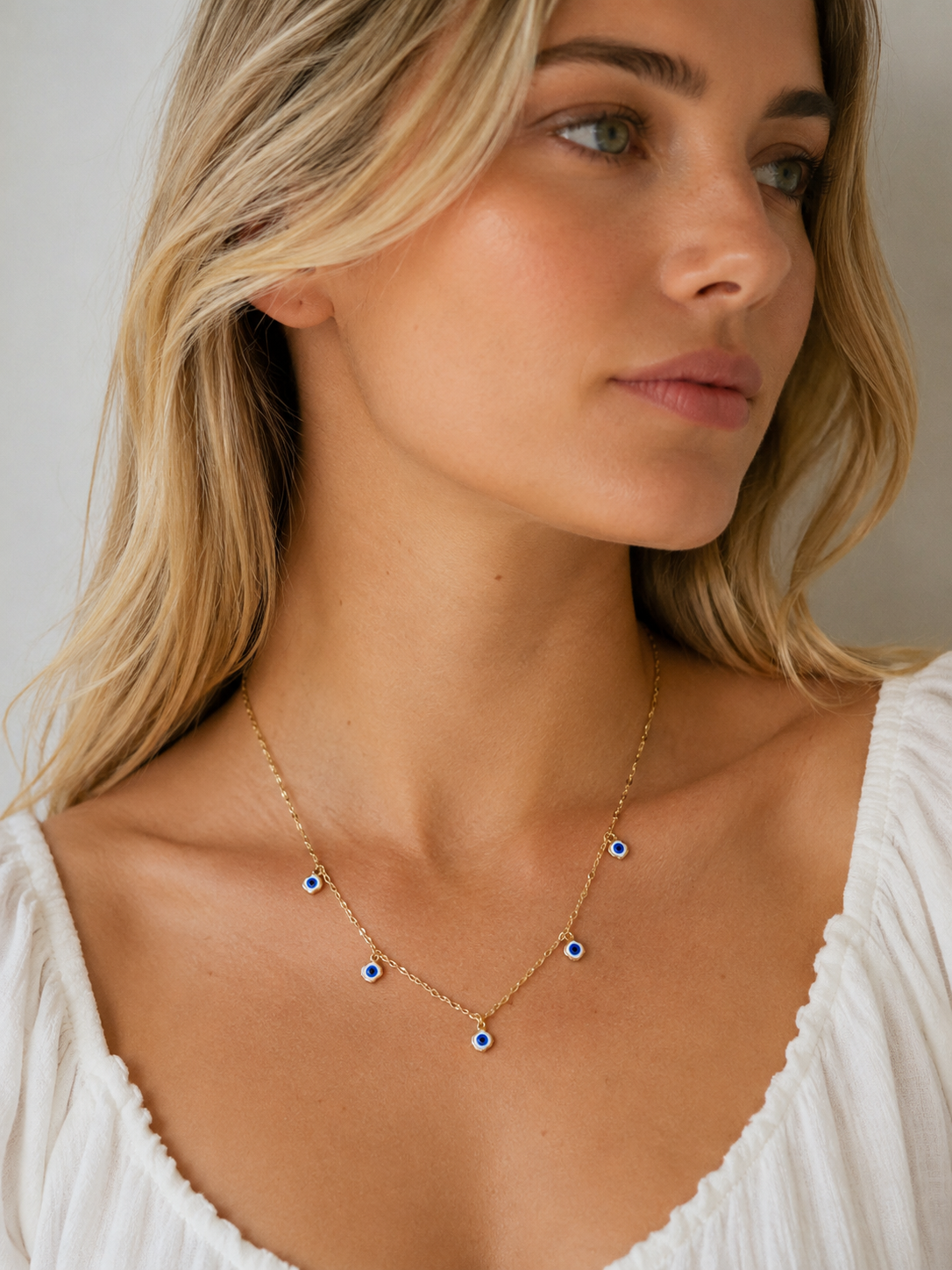 White Clover Guardian Eye Necklace