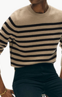 White & Warren CASHMERE STRIPED CREWNECK at Romi Boutique