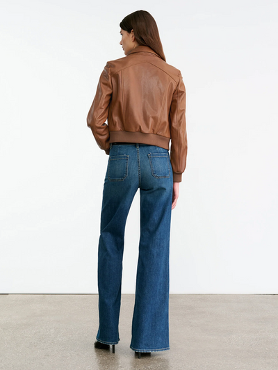 SUE LEATHER BOMBER JACKET IN COGNAC