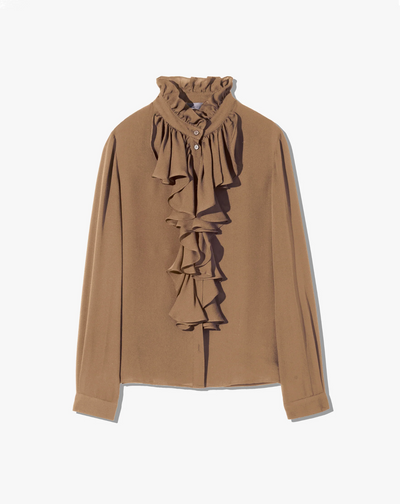 LILY SILK BLOUSE IN COGNAC