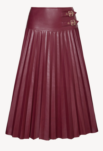 HENDRIX VEGAN LEATHER SKIRT IN CABERNET