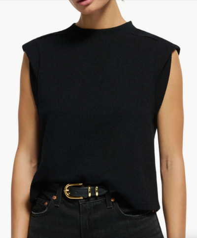 MAE ROLLED SLEEVE TANK IN JET BLACK