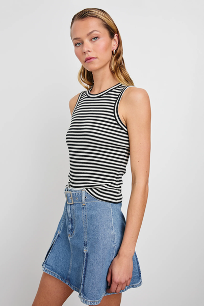 RACER TANK IN BLACK BIRCH STRIPE