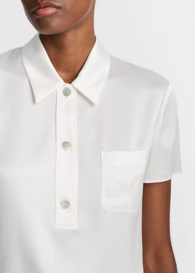SILK SHORT-SLEEVE POLO IN OFF-WHITE