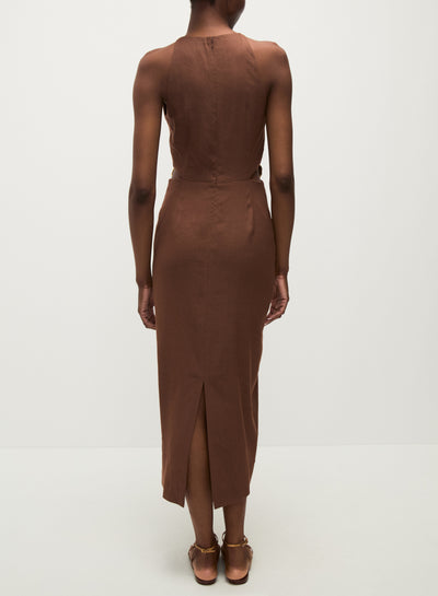 ISLA GOLD-MEDALLION MIDI DRESS IN LIGHT CHICORY