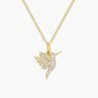 Pave Diamod Hummingbird Necklace With Diamond Eye