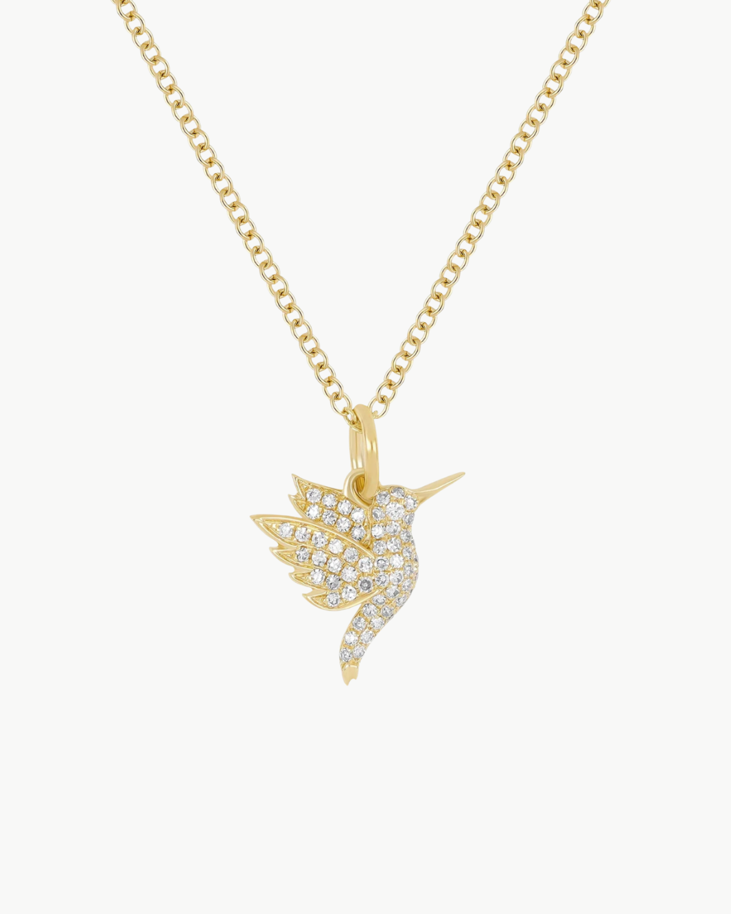 Pave Diamod Hummingbird Necklace With Diamond Eye