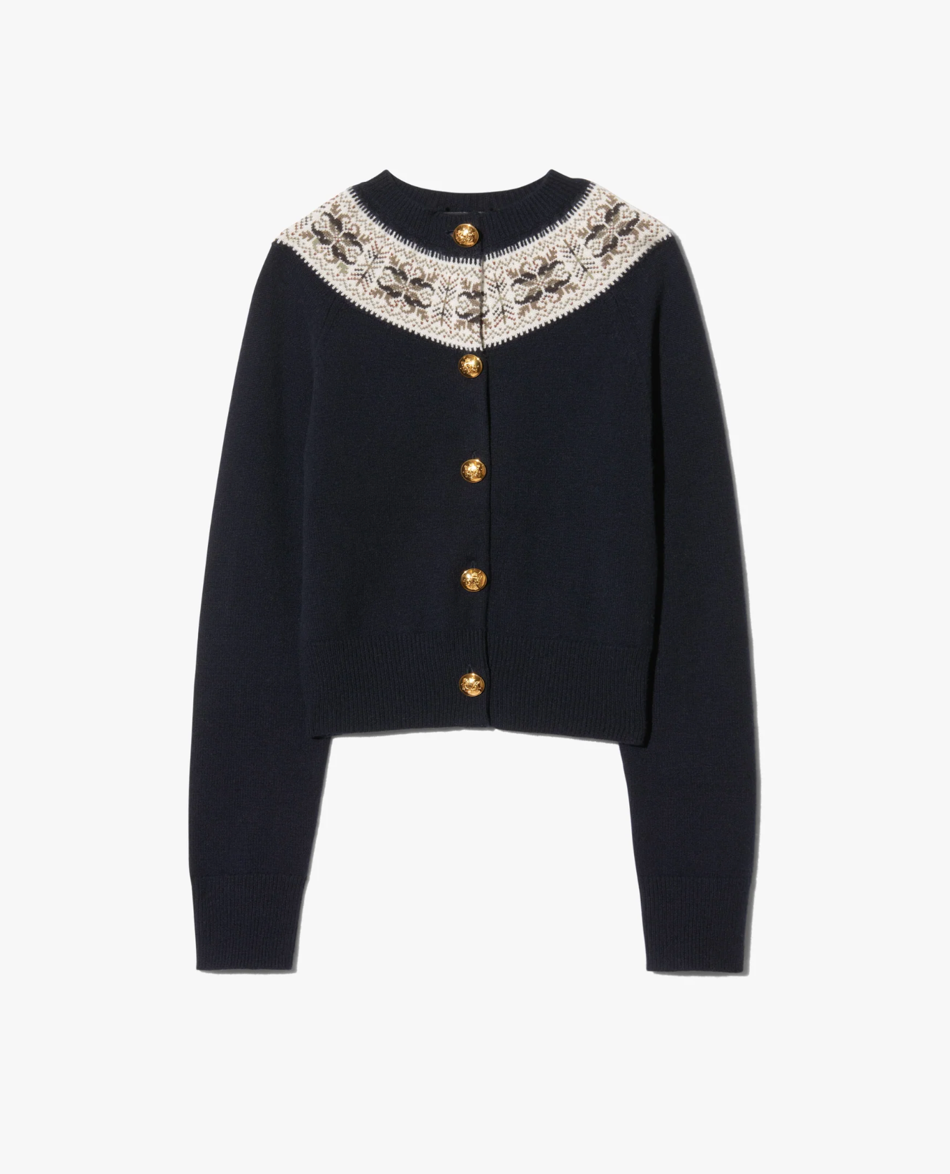 JOSEFA CARDIGAN IN DARK NAVY FAIR ISLE - Romi Boutique