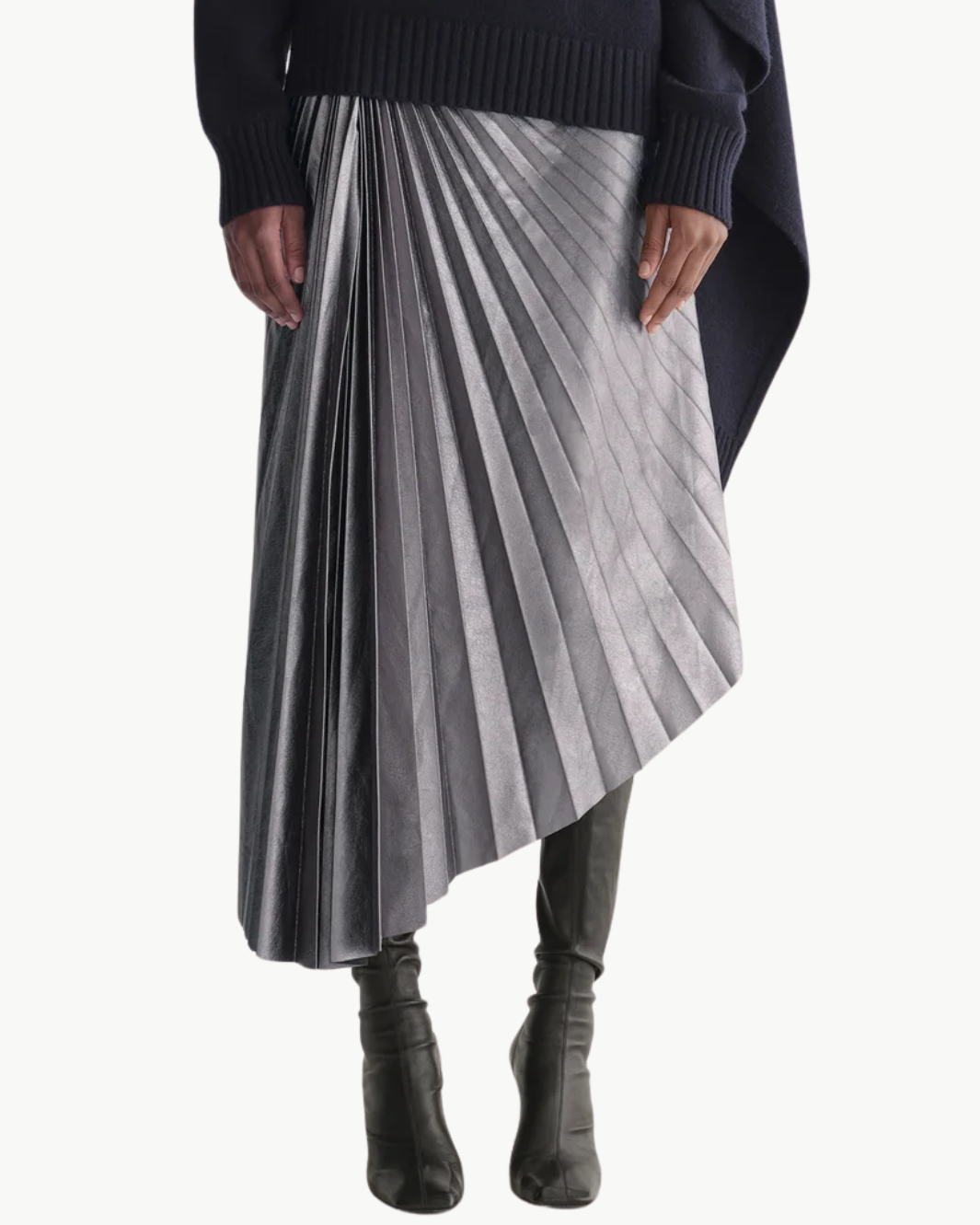 TRACY VEGAN SKIRT IN SLATE METALLIC