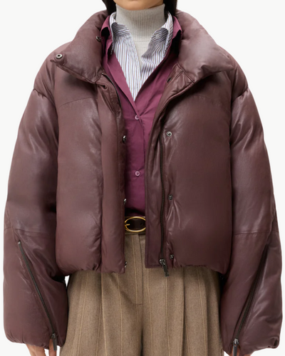 PUFFER RAGLAN JACKET IN RED RED WINE