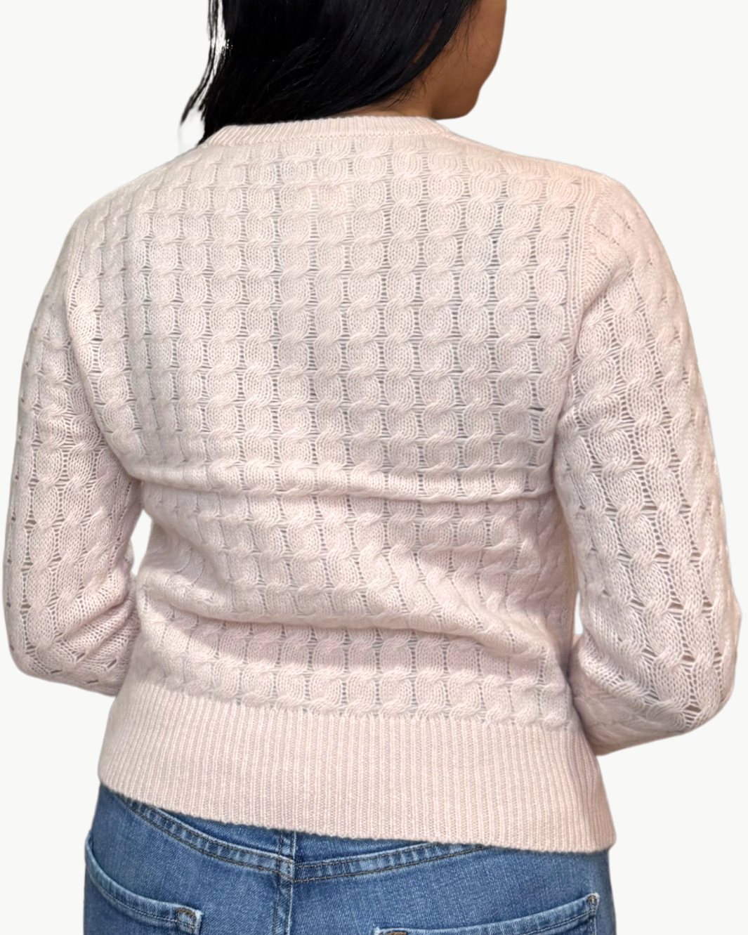 CASHMERE CABLE SHRUNKEN CREW