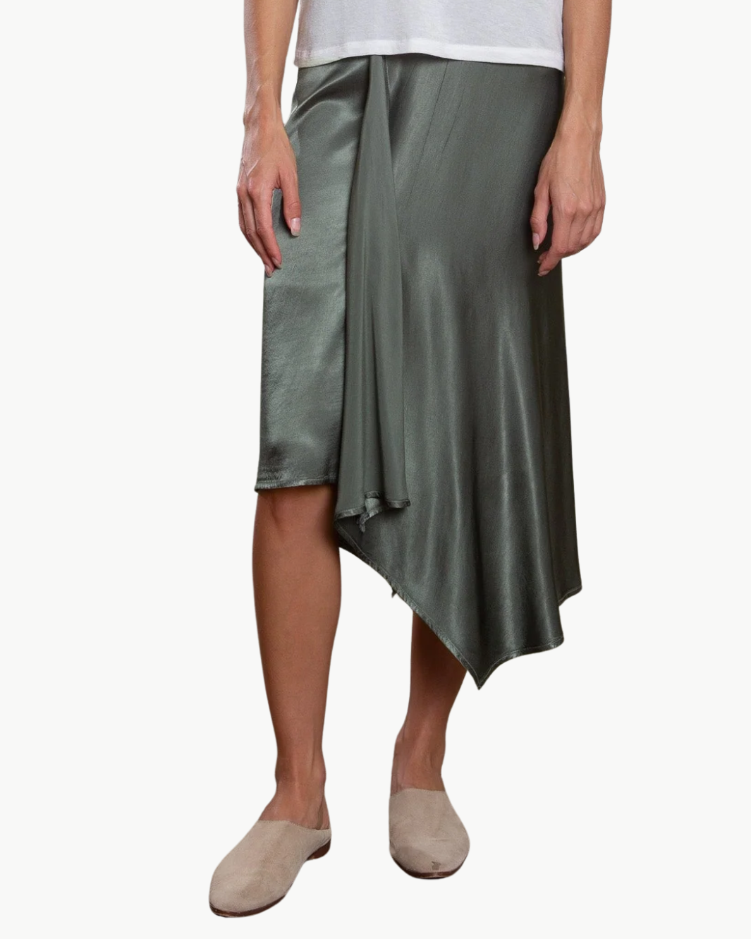 SAMARA SKIRT IN VINTAGE SATIN NORI