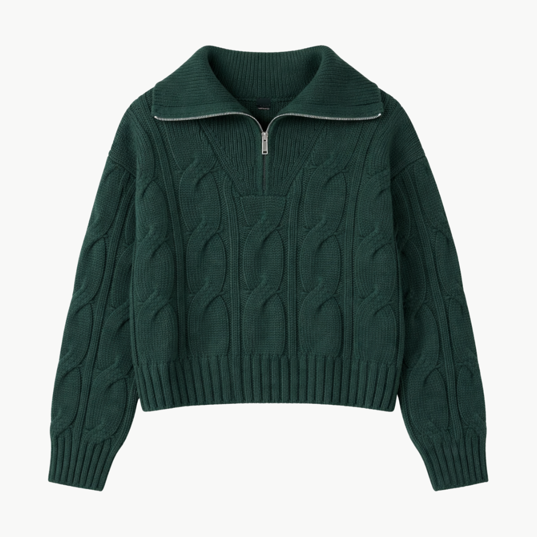 ESME HALF ZIP CABLE SWEATER