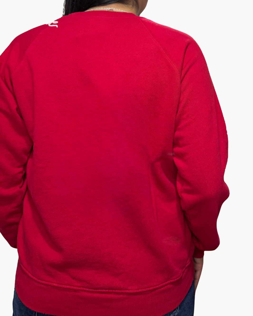 I Stole My Boyfriend's Shirt JOY, PEACE, & LOVE SANTA CREW SWEATSHIRT IN RED at Romi Boutique