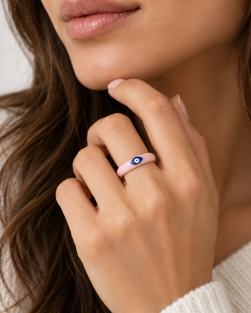 Enamel Evil Eye Silicone Ring