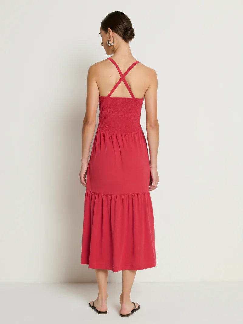 Nation Penelope Cross Back Midi Dress at Romi Boutique
