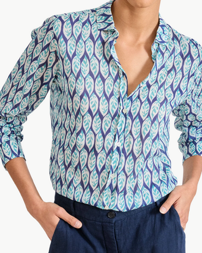 CORAZON WOVEN COTTON SHIRT IN BLUE - Romi Boutique