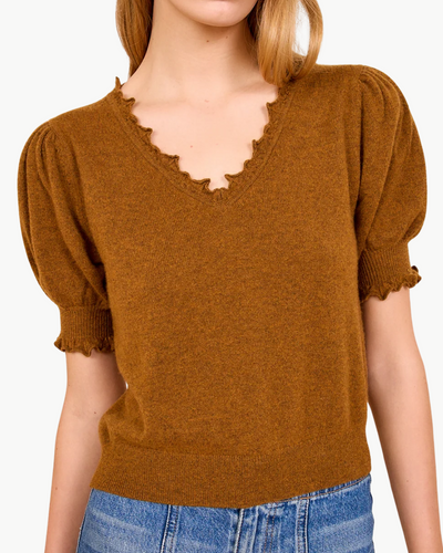 POLLINE SHORT SLEEVE TOP IN UMBER