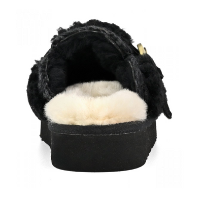 CURLY SHEEPSKIN ESKIMO SLIPPER IN BLACK