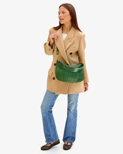 MOYEN MESSENGER IN EVERGREEN WOVEN ZIG ZAG - Romi Boutique