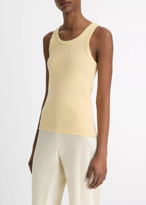 RIBBED SCOOP-NECK TANK IN BUTTER