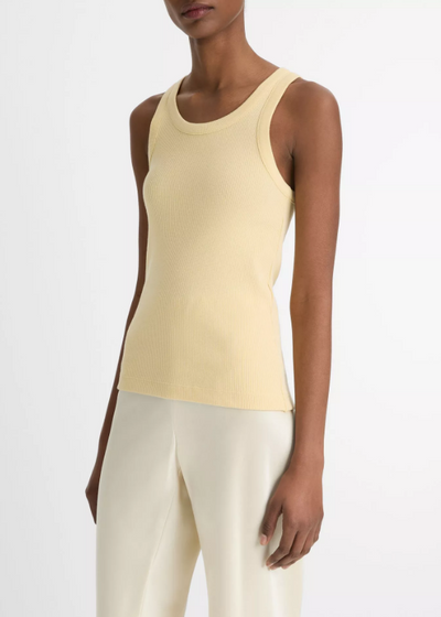 RIBBED SCOOP-NECK TANK IN BUTTER