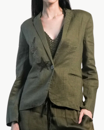 PARIS LINEN JACKET IN OLIVE