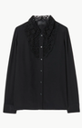 Nili Lotan ZOLA LACE/SILK SHIRT IN BLACK at Romi Boutique