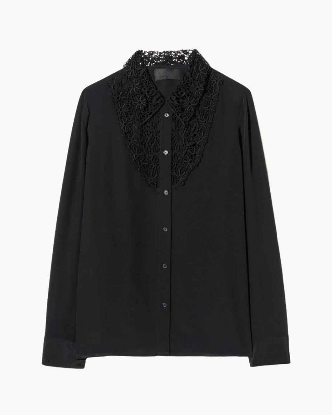 Nili Lotan ZOLA LACE/SILK SHIRT IN BLACK at Romi Boutique