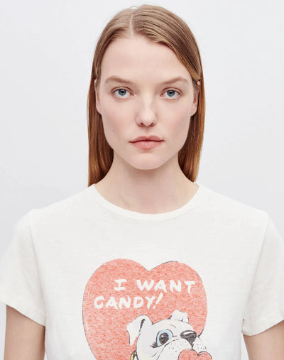 CLASSIC "I WANT CANDY" TEE IN VINTAGE WHITE - Romi Boutique