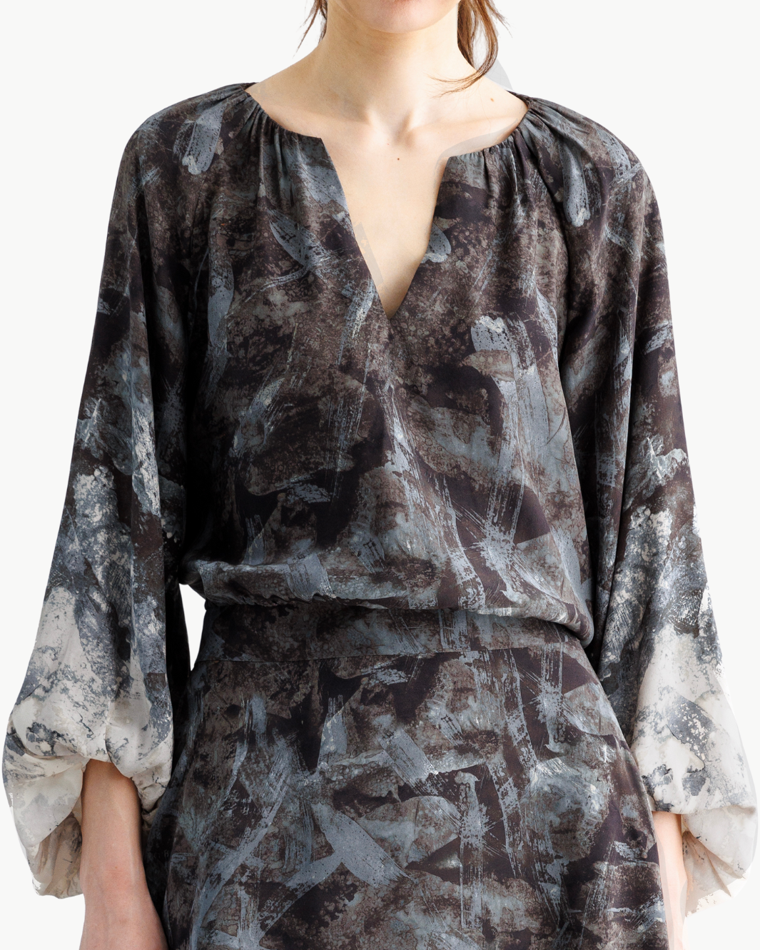 GO BUBBLED UP BLOUSE PLACED IN NIGHTSHADOW DYE - Romi Boutique