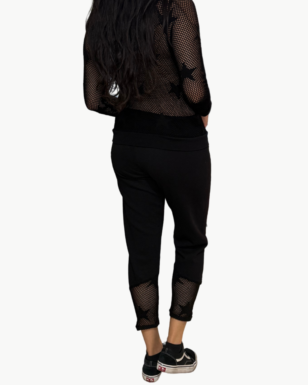 RYNN CROP SWEATPANT W/ MESH IN BLACK