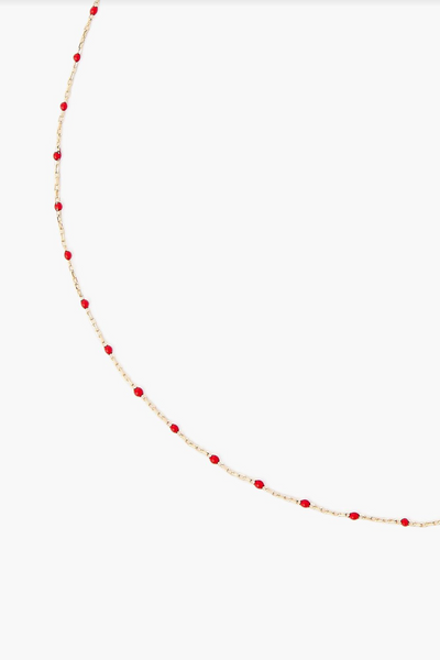 ENAMEL BEAD NECKLACE IN POPPY RED - Romi Boutique