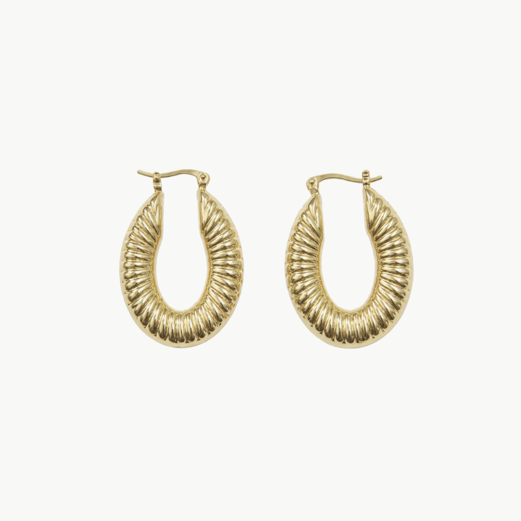 Textured Oval Chunky Hoop Earrings