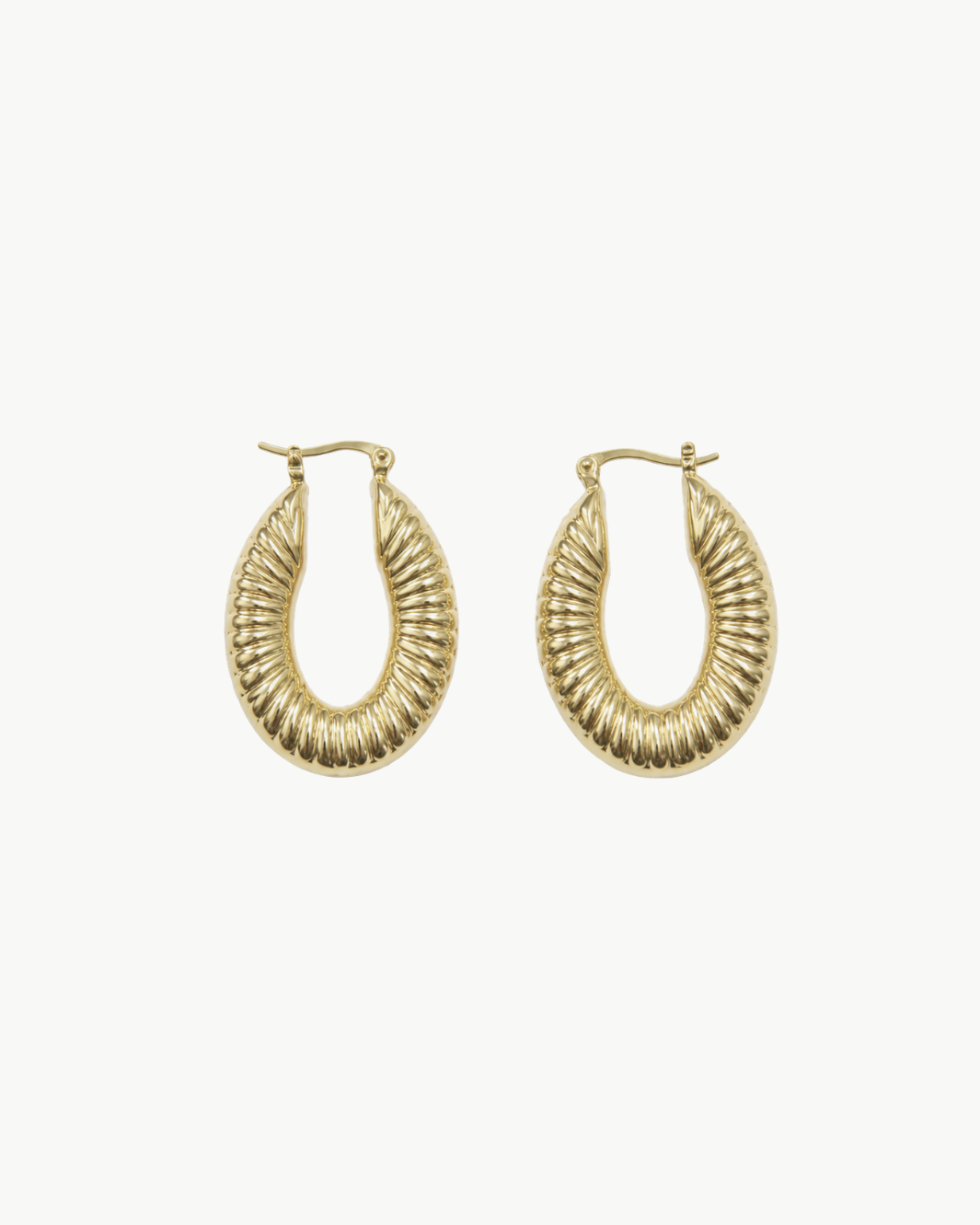 Textured Oval Chunky Hoop Earrings