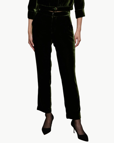 REBEL VELVET TROUSER IN DEEP OLIVE