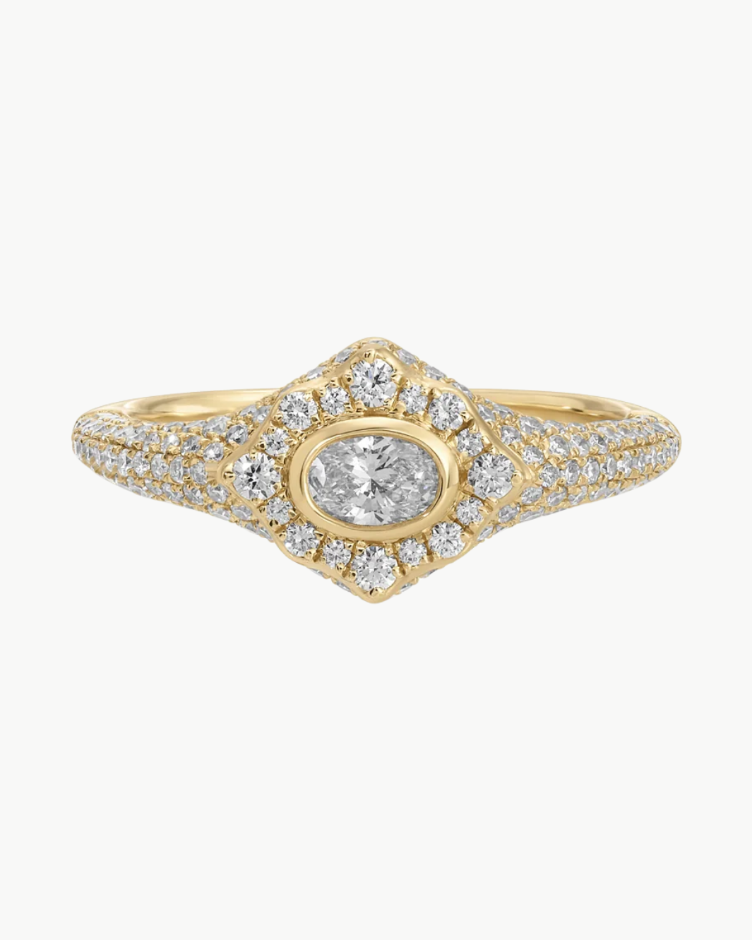 Oval Diamond Daphne Signet Ring