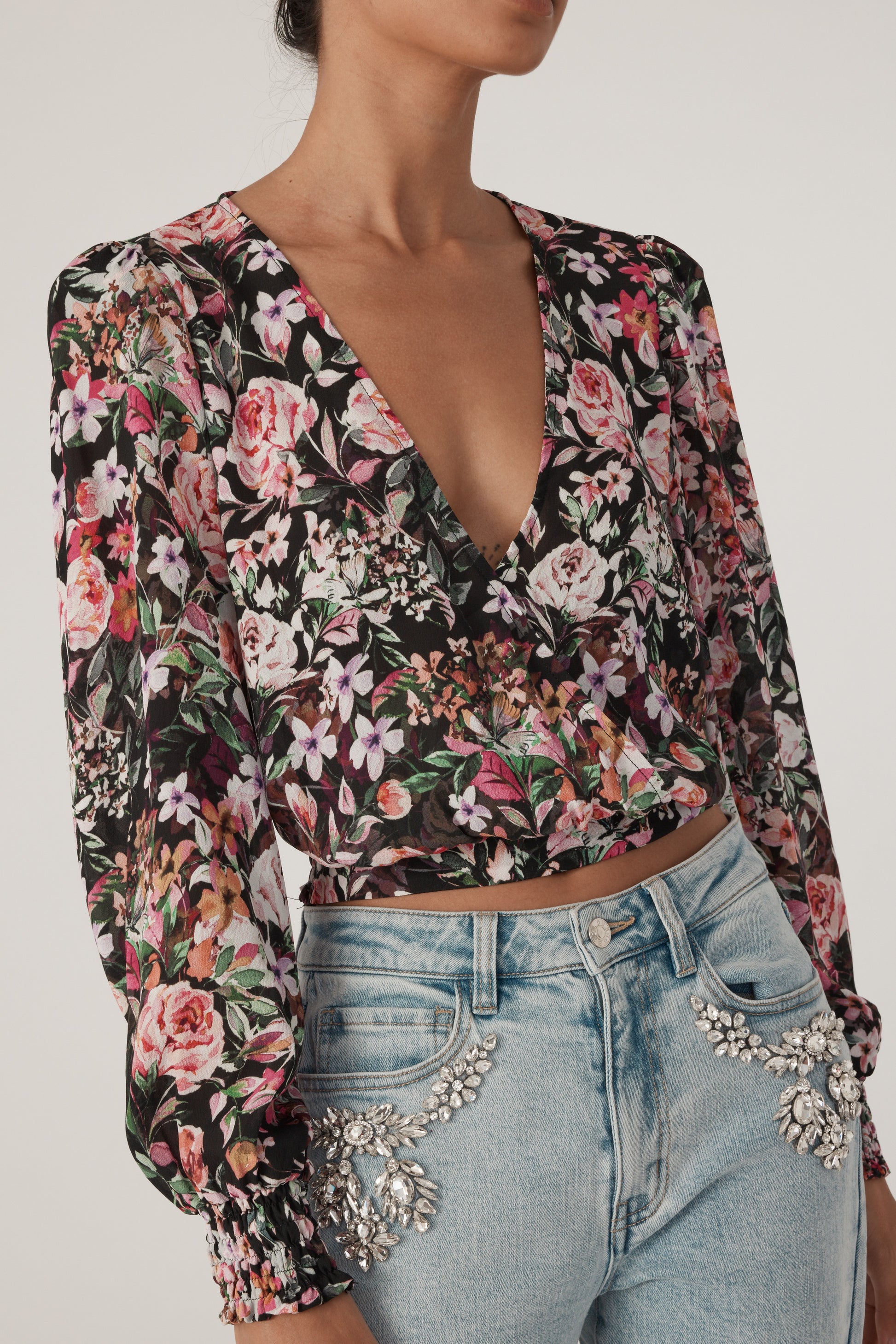 Generation Love AVANNA FLORAL WRAP BLOUSE at Romi Boutique