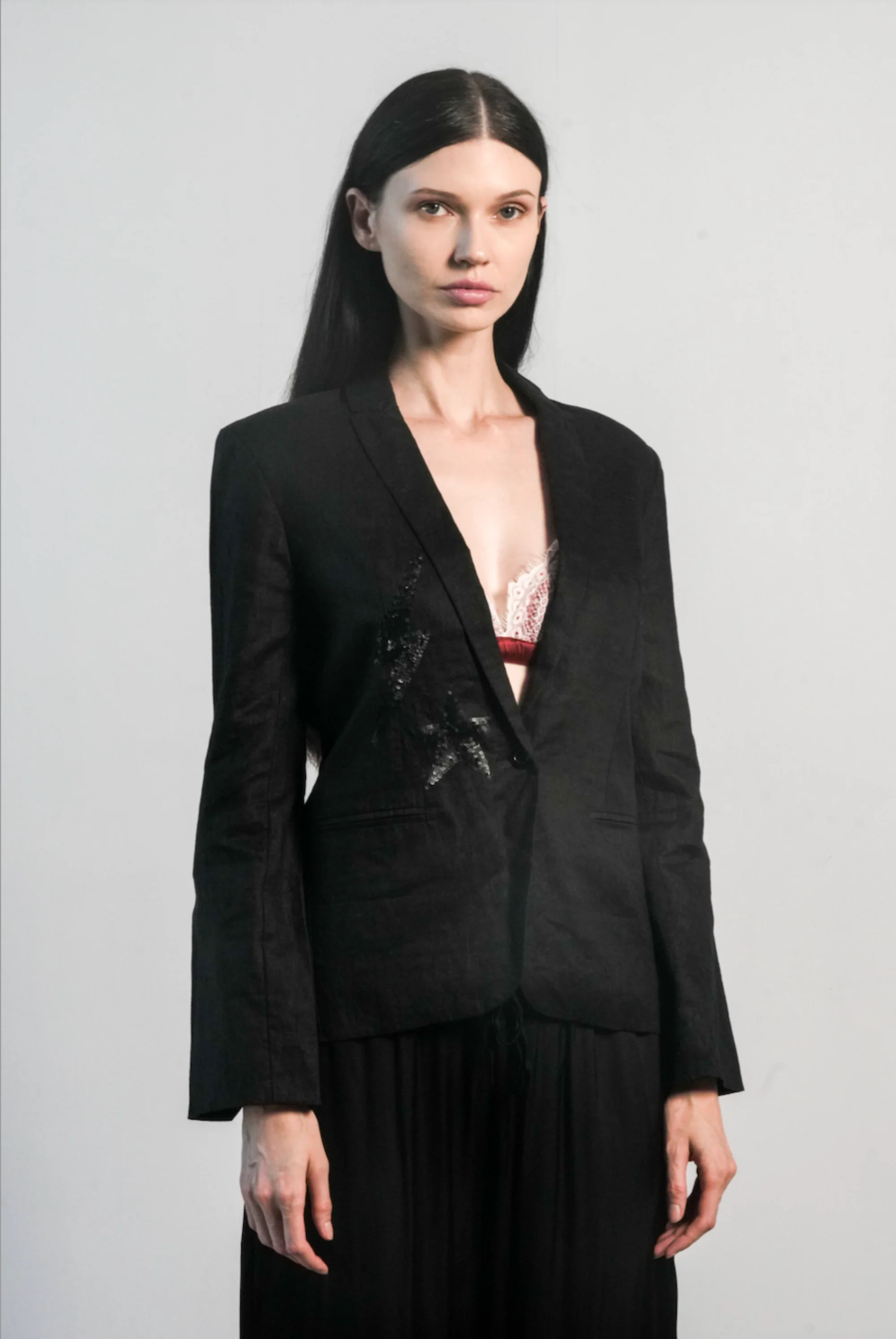 PARIS LINEN JACKET IN BLACK