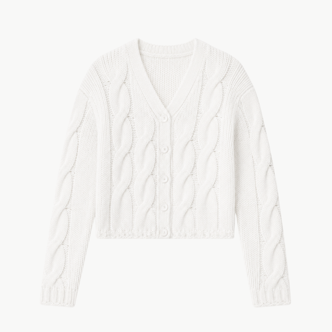 Jolie V-Neck Cropped Cable Cardigan