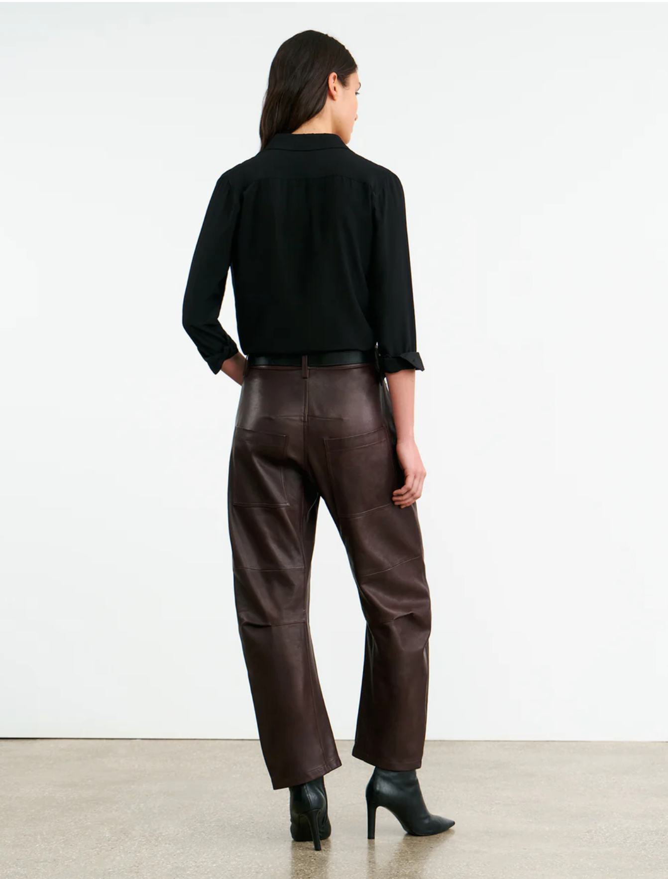 SHON LEATHER PANT IN DARK BROWN