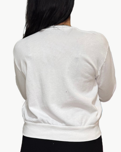 EXON CREW NECK W/ EMBROIDERED STAR IN WHITE/BLACK