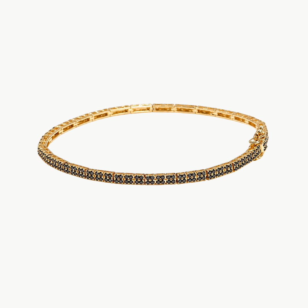 EF Collection Diamond Double Row Eternity Bracelet w/ Black Diamond at Romi Boutique